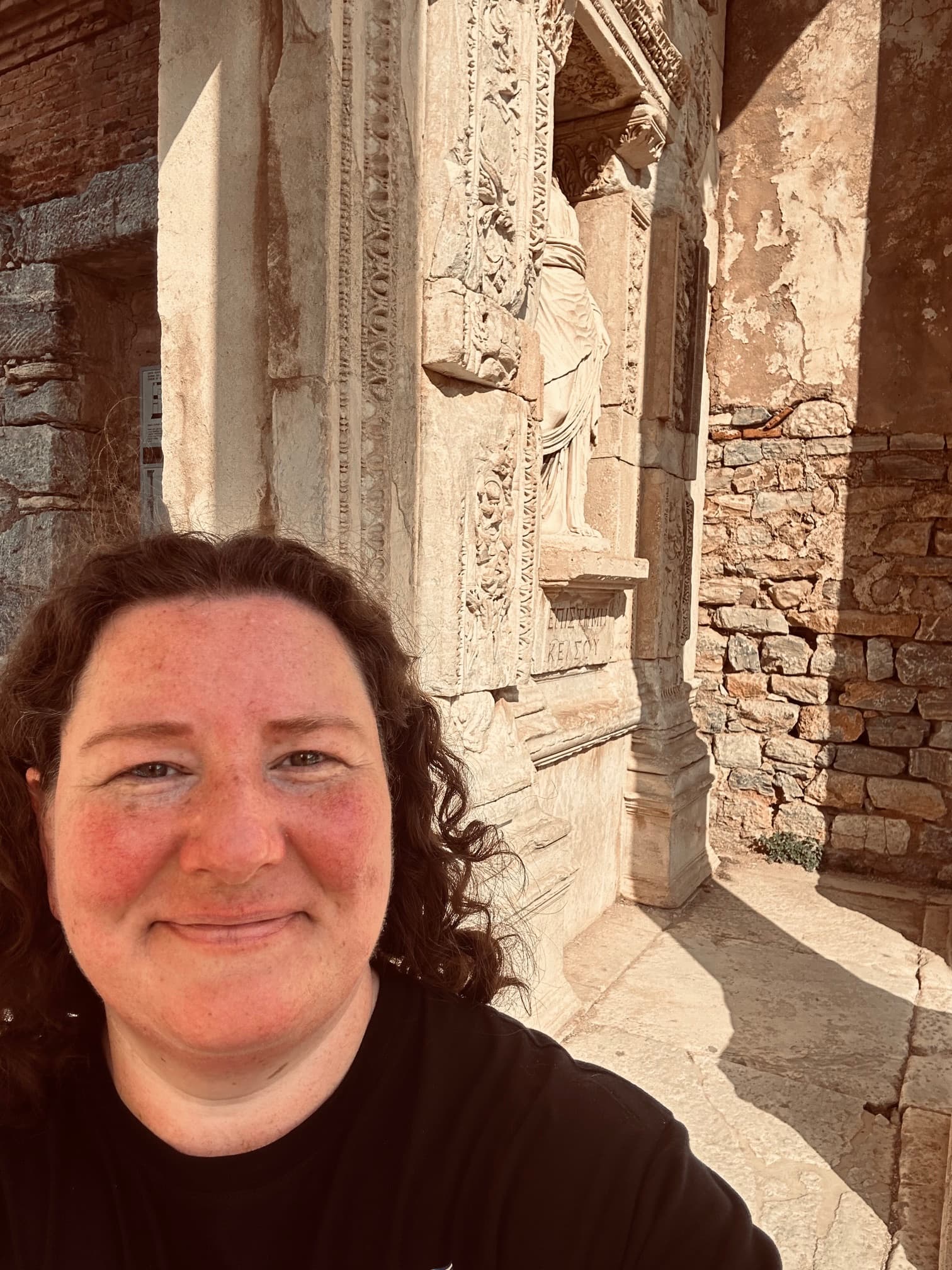 Stacy Hodgson at the ancient ruins of Ephesus, Turkey